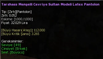 Tarshass Menşeili Cevriye Sultan Modeli Latex Pantolon eşya simgesi