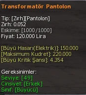 Transformatör Pantolon eşya simgesi
