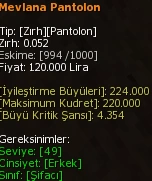 Mevlana Pantolon eşya simgesi