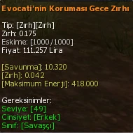 Evocati'nin Koruması Gece Zırhı eşya simgesi