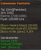 Cehennem Pantolon eşya simgesi
