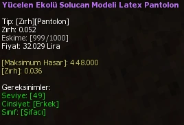 Yücelen Ekolü Solucan Modeli Latex Pantolon eşya simgesi