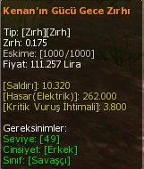 Kenan'ın Gücü Gece Zırhı eşya simgesi