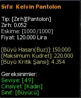 Sıfır Kelvin Pantolon eşya simgesi