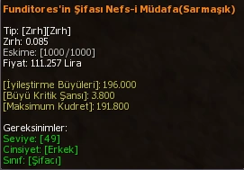 Funditores'in Şifası Nefs-i Müdafa (Sarmaşık) eşya simgesi