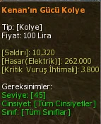 Kenan'ın Gücü Kolye eşya simgesi