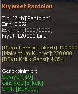 Kıyamet Pantolon eşya simgesi