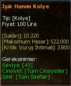 Işık Hanım Kolye eşya simgesi