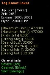 Taş Kanat Ceket eşya simgesi