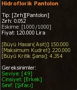 Hidroflorik Pantolon eşya simgesi