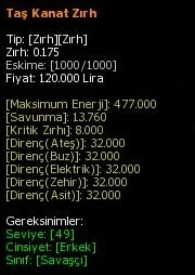 Taş Kanat Zırh eşya simgesi