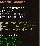 Siyanür Pantolon eşya simgesi