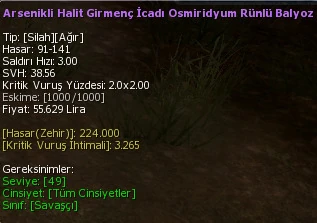 Arsenikli Halit Girmenç İcadı Osmiridyum Rünlü Balyoz eşya simgesi